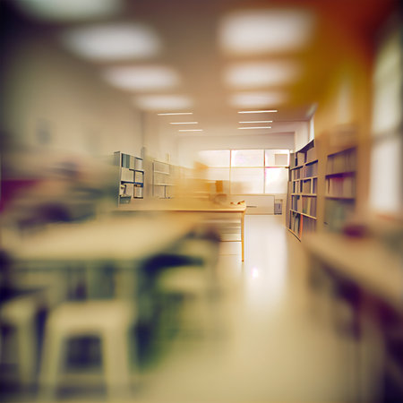 School student blurred light background, template AI generated imageの写真素材
