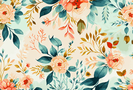 Abstract floral art background template. Botanical watercolor hand drawn flowers brush line art design - Vector illustrationのイラスト素材