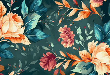 Abstract floral art background template. Botanical watercolor hand drawn flowers brush line art design - Vector illustrationのイラスト素材