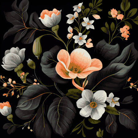 Organic dark floral texture pattern background - Vector illustrationのイラスト素材