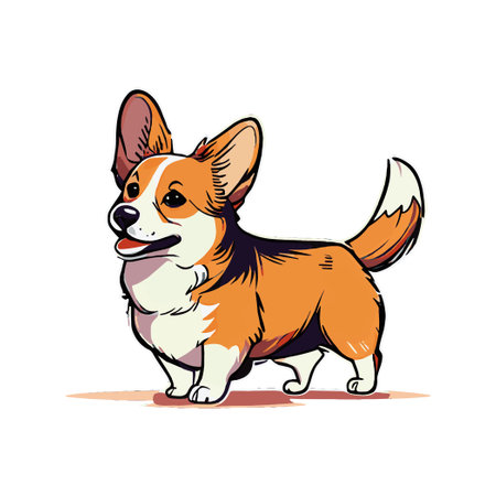 Realistic dog breed Corgi, on a white background - Vector illustrationのイラスト素材