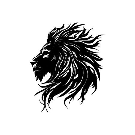 Stylish black lion icon on a white background - Vector illustrationのイラスト素材
