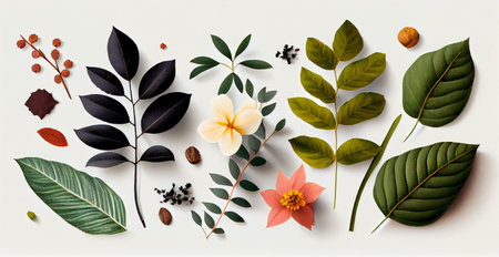 Leaves isolated. Collection of colorful fallen autumn leaves on a white background AI generated...