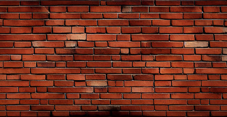 Panoramic texture, old ruined red brick wall AI generated image