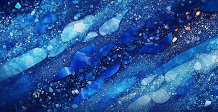 Abstract panoramic grunge background art blue paint texture AI generated image
