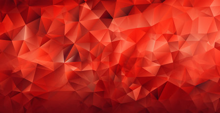 Panoramic red triangles mosaic background AI generated imageの写真素材