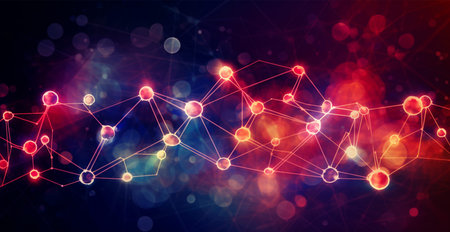 Colorful abstract wave lines running horizontally on dark background, digital world AI generated...