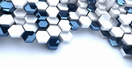 Blue white hexagons background, abstract texture AI generated image