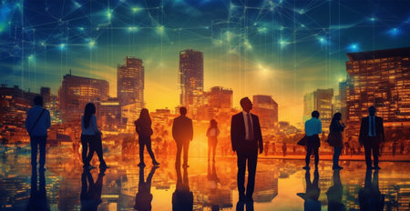 Business people brainstorming, multi-ethnic employees negotiating in a conference room AI generated imageの写真素材