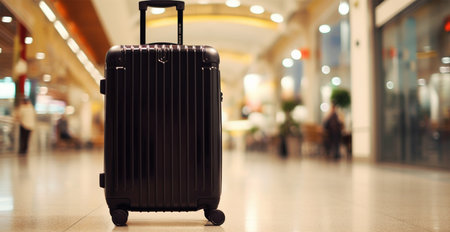 Black suitcase, airport luggage AI generated imageの素材