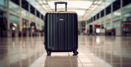 Black suitcase, airport luggage AI generated imageの素材