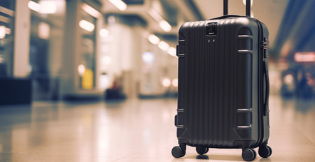Black suitcase, airport luggage AI generated imageの素材