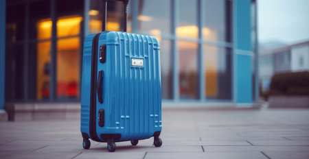 Blue suitcase, airport luggage AI generated imageの素材