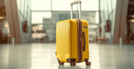 Photo for Yellow suitcase, luggage at the airport AI generated image - Royalty Free Image