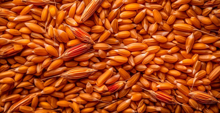 Wheat grains, flour, bakery background AI generated image