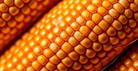 Bright corncob, yellow seeds, top view AI generated imageの写真素材