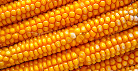 Bright corncob, yellow seeds, top view AI generated image