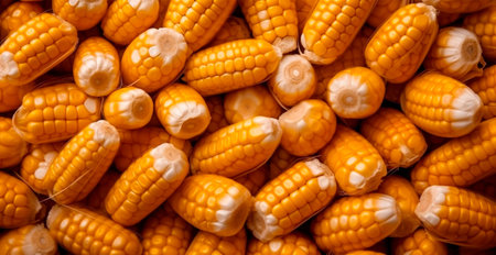 Bright corncob, yellow seeds, top view AI generated image