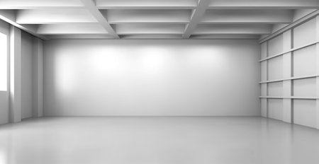 Large spacious photo studio, gray studio for design and advertising AI generated imageの写真素材