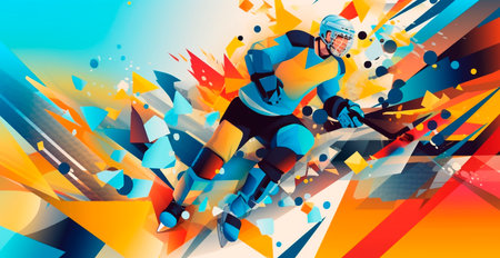 Abstract panoramic hockey background, patterns, triangular mosaics, stylized polygonal pattern AI generated imageの写真素材