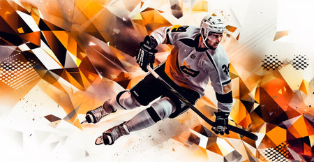 Abstract panoramic hockey background, patterns, triangular mosaics, stylized polygonal pattern AI generated imageの写真素材