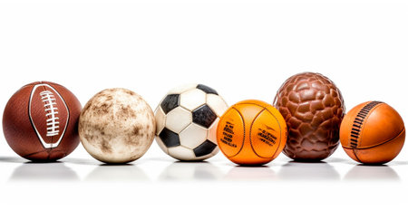 Balls of different sports on white background AI generated imageの写真素材