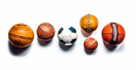 Balls of different sports on white background AI generated imageの写真素材