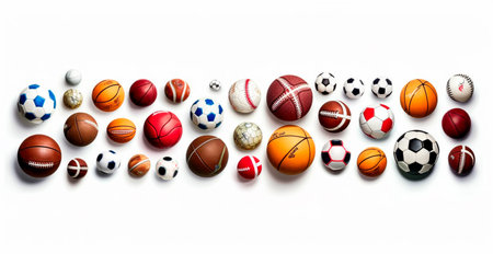 Balls of different sports on white background AI generated imageの写真素材