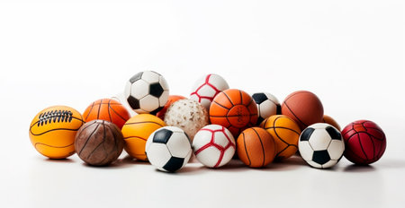 Balls of different sports on white background AI generated imageの写真素材