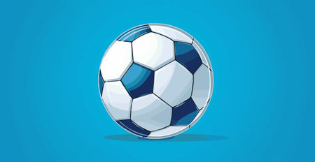 Abstract soccer ball on blue watercolor panoramic background, mosaic style - Vectorのイラスト素材