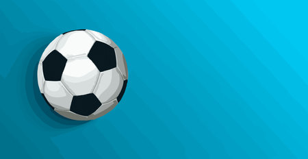 Abstract soccer ball on blue watercolor panoramic background, mosaic style - Vectorのイラスト素材