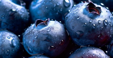 Fresh ripe large blueberries, eco background AI generated imageの写真素材