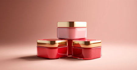 Cosmetic anti-aging cream jar set, advertisement for your product AI generated imageの写真素材