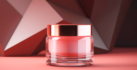 Cosmetic anti-aging cream jar set, advertisement for your product AI generated imageの写真素材