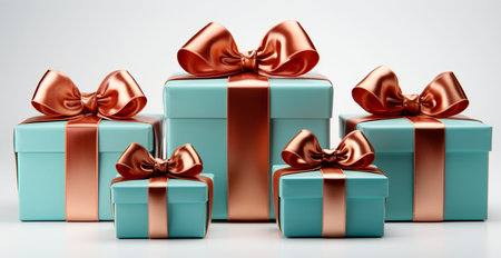 Beautiful Christmas gift box on white background AI generated image