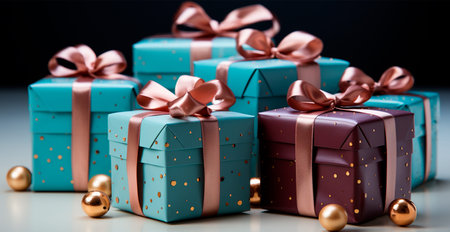 Beautiful Christmas gift box on white background AI generated image