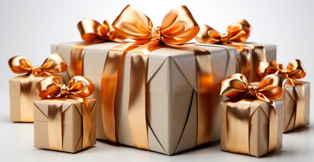 Beautiful Christmas gift box on white background AI generated imageの写真素材
