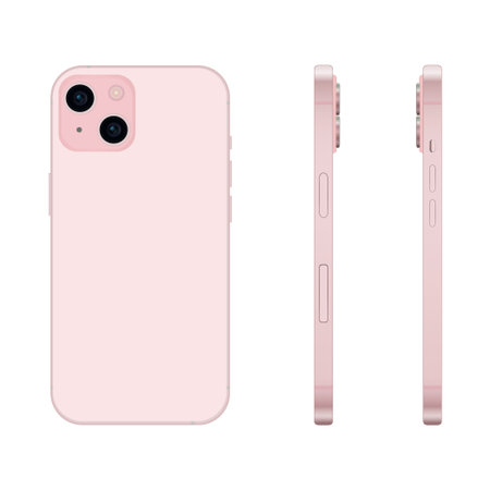 New pink smartphone model 15, mockup template on white background - Vector illustrationのイラスト素材