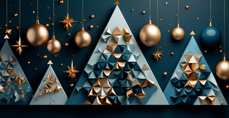 Abstract Christmas trees, Christmas background AI generated imageの写真素材