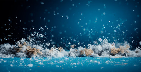 Snow in winter close-up. Macro Image of snowflakes, winter Christmas holiday background AI generated imageの写真素材