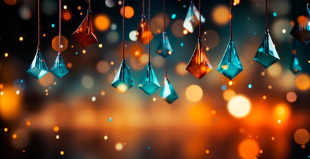 Bokeh lights art, abstract garland background AI generated imageの写真素材