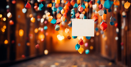 Bokeh lights art, abstract garland background AI generated imageの写真素材