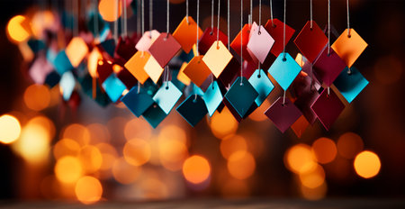 Bokeh lights art, abstract garland background AI generated imageの写真素材