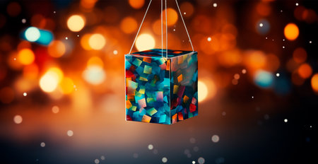 Bokeh lights art, abstract garland background AI generated imageの写真素材