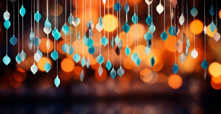 Bokeh lights art, abstract garland background - AI generated imageの写真素材