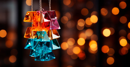 Bokeh lights art, abstract garland background - AI generated imageの写真素材