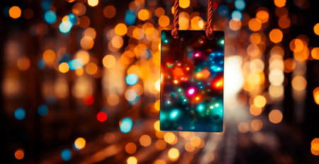 Bokeh lights art, abstract garland background - AI generated imageの写真素材