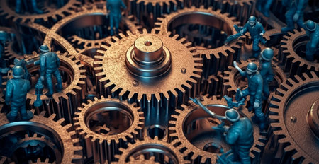 Mechanism, gears and cogs at work. Industrial equipment AI generated image