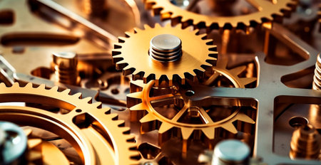 Mechanism, gears and cogs at work. Industrial equipment AI generated image