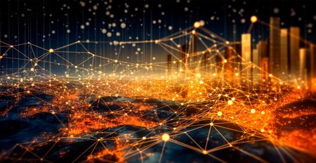 Global network concept. Digital point of the world map. Global network of planet Earth. 3D rendering...